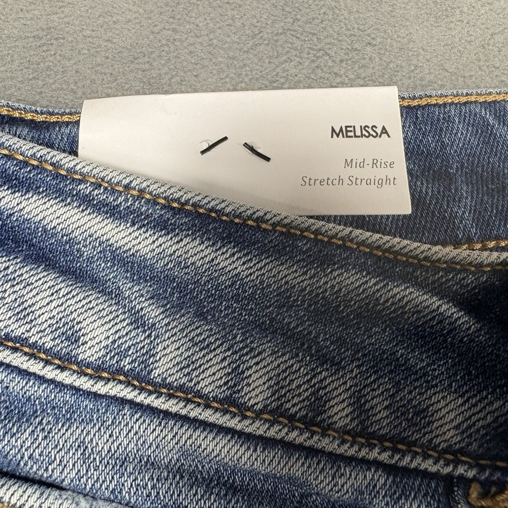 NEW VERVET Melissa Mid Rise Straight Jeans Size 27 Raw Hem Stretch Medium Wash - Picture 7 of 11